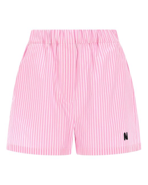 MSGM Pink Cotton Stripes Shorts