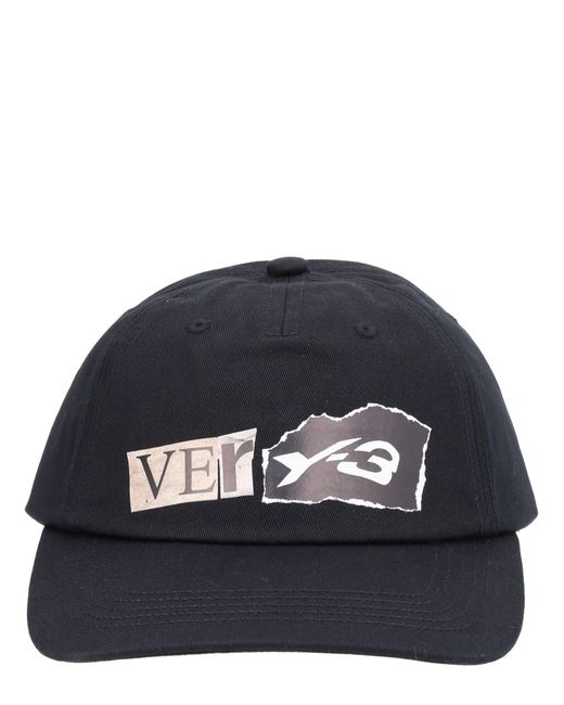 Y-3 Blue Logo Print Baseball Hat