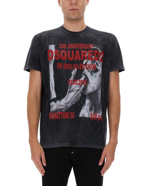 DSquared² Black Graphic-Print T-Shirt for men