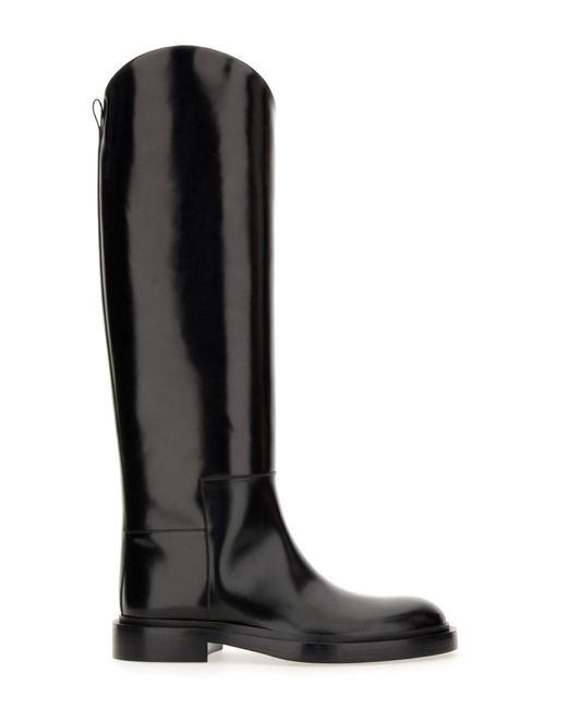 ブーツその他 Jil Sander Glossy High-Shaft Leather Boots Jil Sander Glossy High-Shaft Leather Boots in Black | Lyst UK