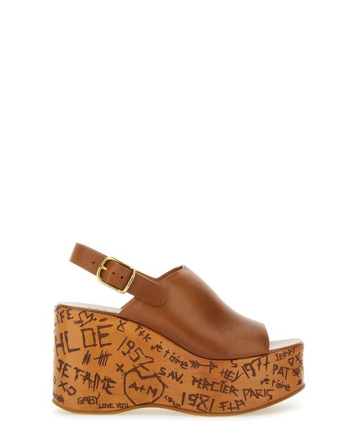 Chloé Brown Chloã Wedge Sandal "Maxime"