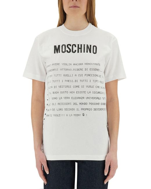 Moschino White Artistic Printed T-Shirt