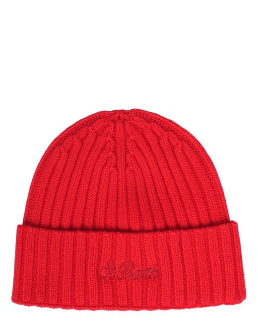 Mc2 Saint Barth Red Ribbed Hat for men