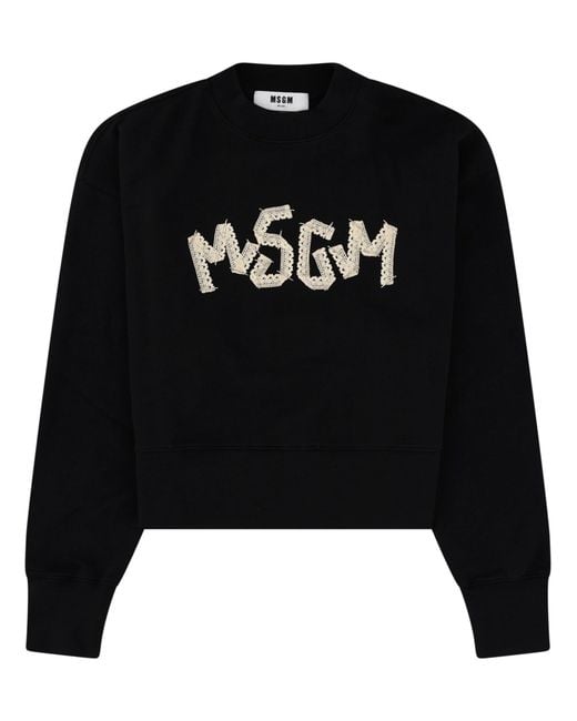 MSGM Black Felpa Con Logo
