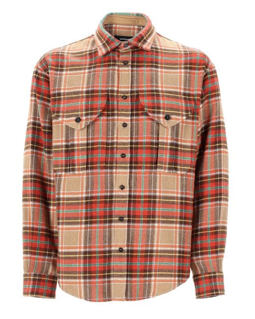 DSquared² Brown Camicia "Plaid Military" for men