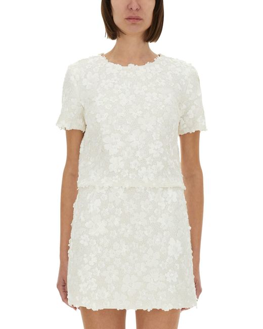 MICHAEL Michael Kors White Top With Floral Appliqués