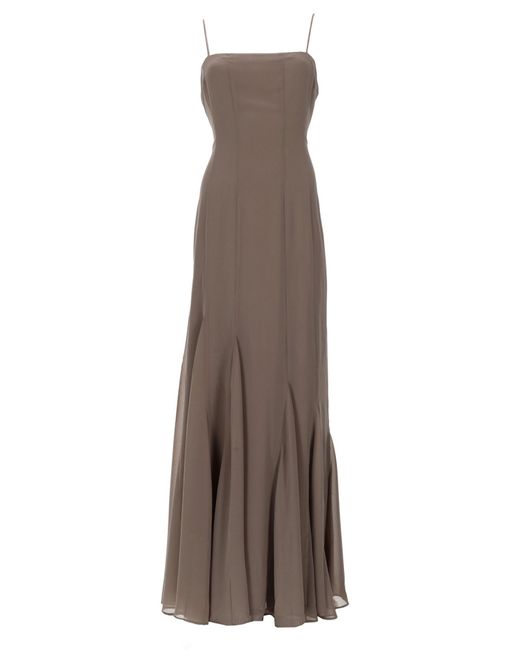 ROTATE BIRGER CHRISTENSEN Brown Long Chiffon Dress