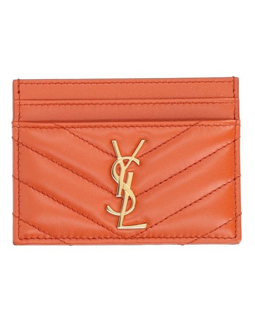 Saint Laurent Orange Card Holder "Cassandras"