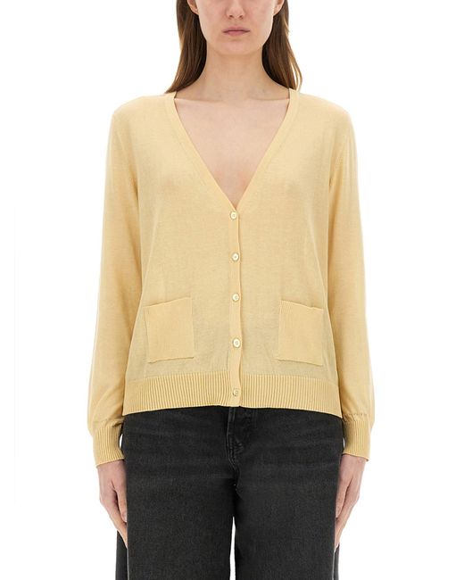 Paul Smith Natural Deep V-Neck Knitted Cardigan