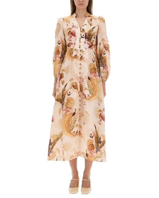 Zimmermann Natural Floral Print Maxi Dress
