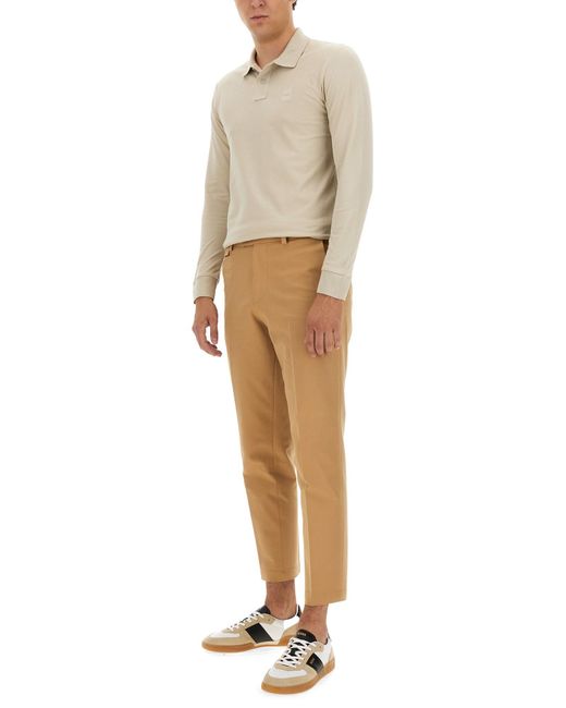 Polo Con Patch Logo di Boss in Natural da Uomo