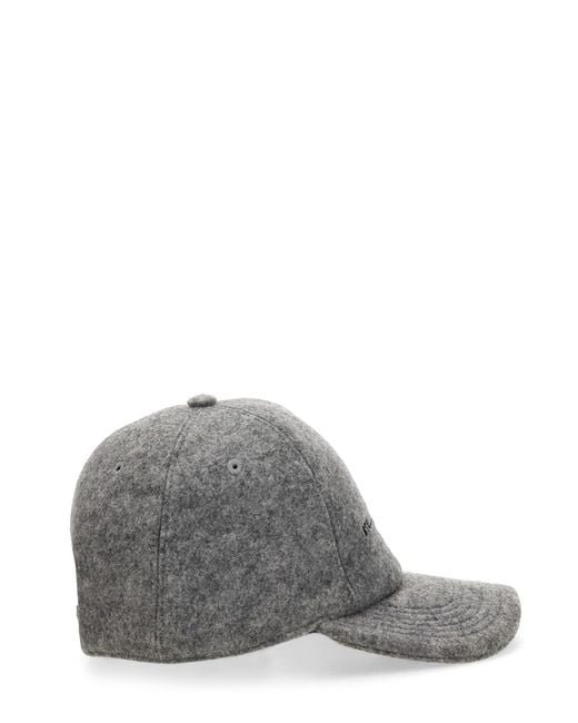 CAPPELLO DA BASEBALL IN COTONE CON RICAMO LOGO di Stella McCartney in Gray