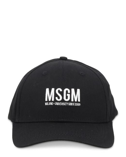 MSGM Black Cappello Da Baseball Con Logo