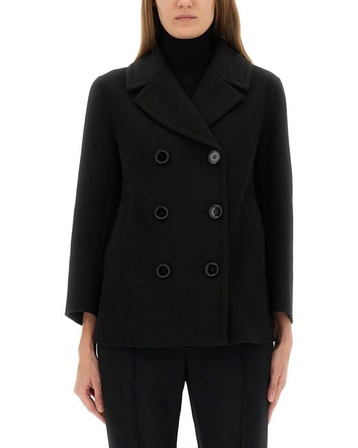 Max Mara Black Double-Breasted Coat "Elise"