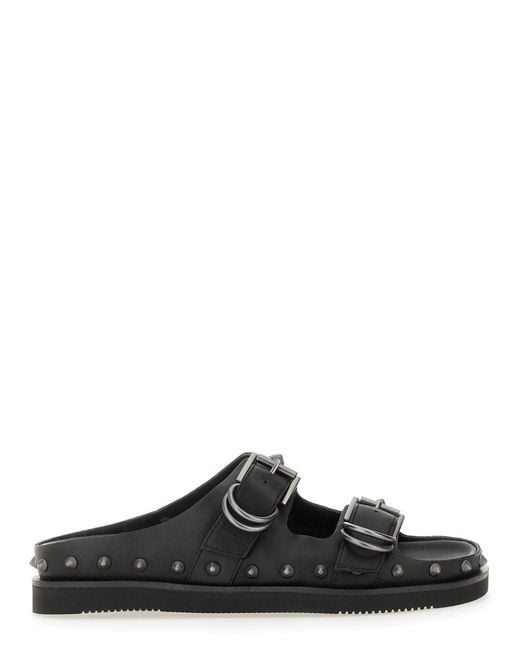 Ash Black Calf Leather "Urus" Sandals