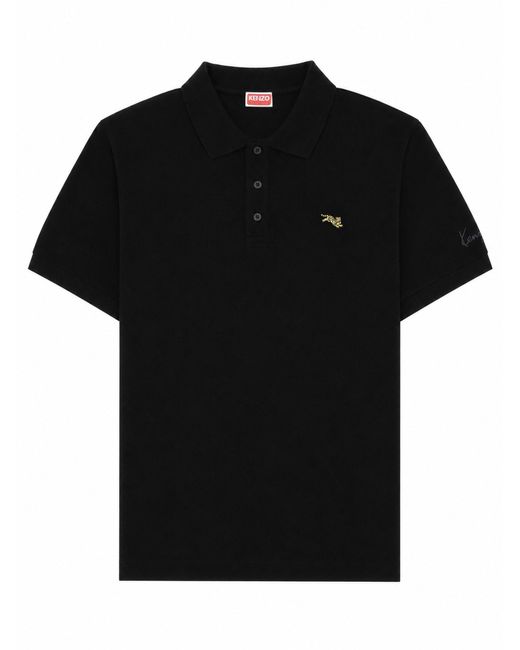 KENZO Black Polo "Jumping Tiger" for men