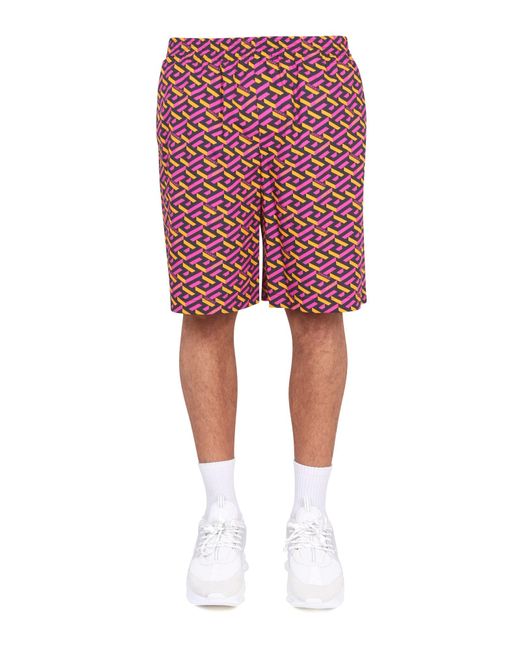 Shorts uomo seta di Versace in Red da Uomo