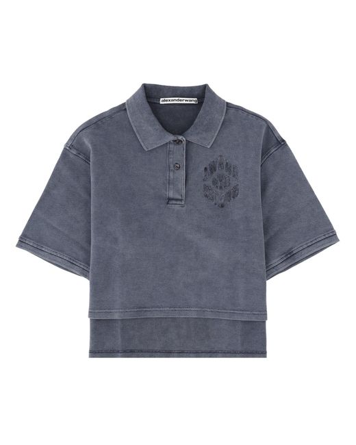 Alexander Wang Blue Logo Shirt Collar Polo