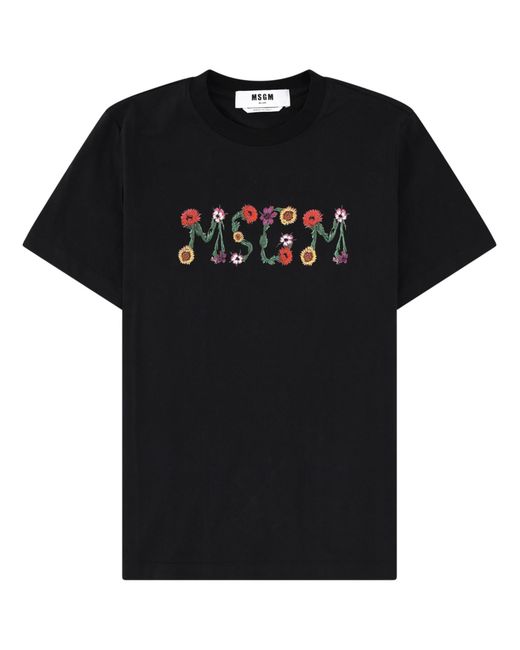MSGM Black Logo Crew Neck T-Shirt