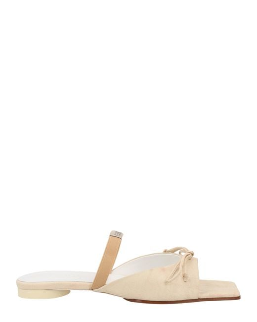 MM6 by Maison Margiela Natural Sandalo Slingback Con Dettaglio A Fiocco