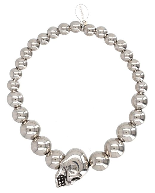 McQueen Metallic Skull Bracelet for men
