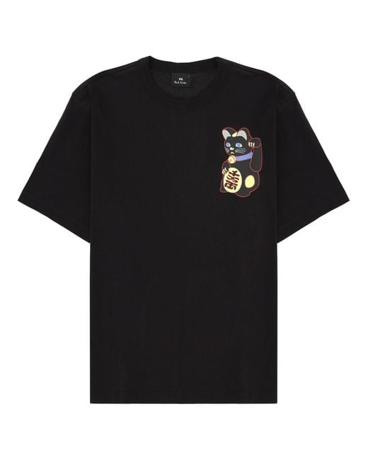 Paul Smith Black Graphic Crew Neck T-Shirt for men