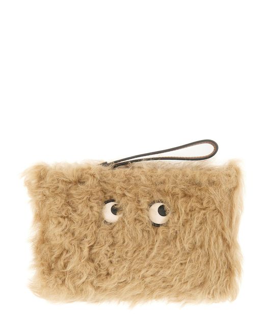 Anya Hindmarch Natural "Shearling Eyes" Clutch Bag