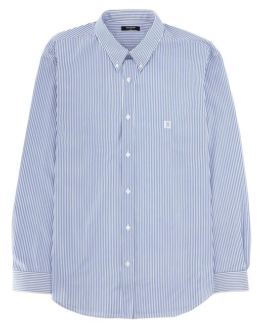 Balmain Blue Striped-Pattern Shirt for men