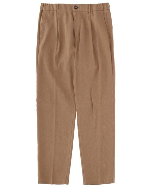 Herno Natural Tailored Linen Trousers for men