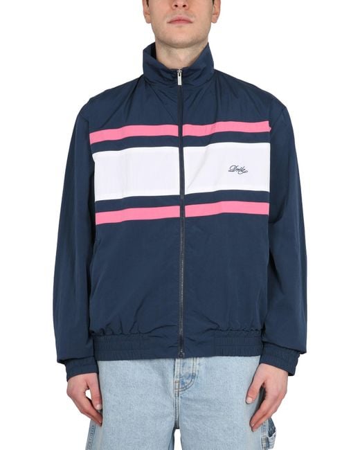 Drole de Monsieur Blue Jacket With Logo Embroidery for men