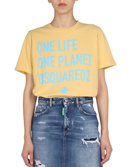 DSquared² Blue Graphic Crew Neck T-Shirt