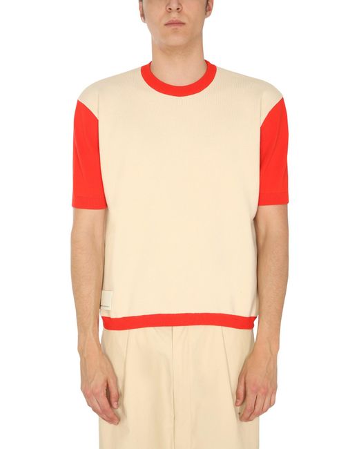 SUNNEI X ELEONORA BONUCCI Orange T-Shirt With Contrasting Profiles for men