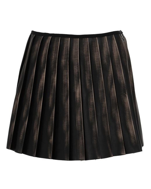 DIESEL Black Gonna Plissé Con Effetto Distressed