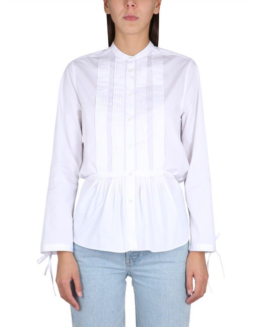 Aspesi White Korean Collar Shirt