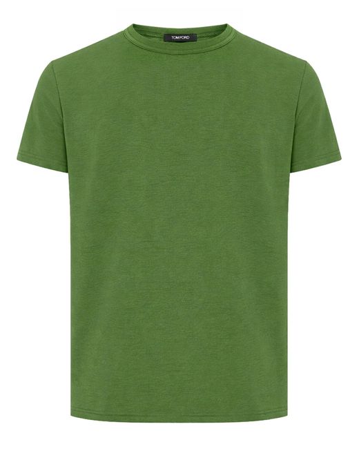 Tom Ford Green Solid Crew Neck T-Shirt for men