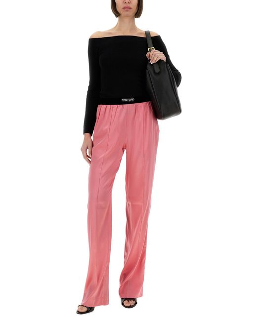 Pantalone Pj Stretch di Tom Ford in Pink