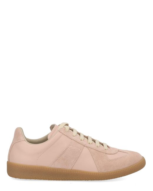 Maison Margiela Pink Replica Suede And Leather Sneakers