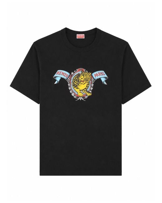 KENZO Black Jumping Tiger Graphic T-Shirt for men