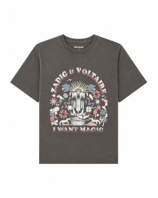 Zadig & Voltaire Gray T-Shirt Con Stampa