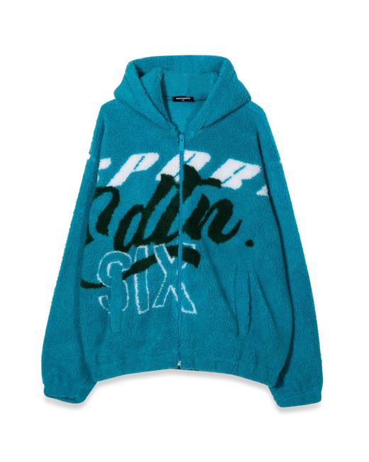 DSquared² Blue Felpa Jacquard Fur Con Zip E Cappuccio