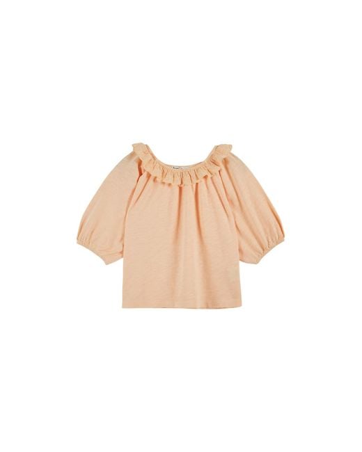 Emile Et Ida White T-Shirt Jersey Flamme Brode