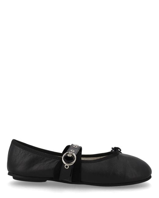 Repetto Black Calfskin Cotton Lambskin Rubber Flats