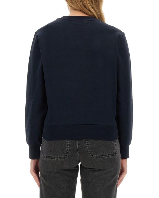 A. P.C. Felpa Con Logo di A.P.C. in Blue