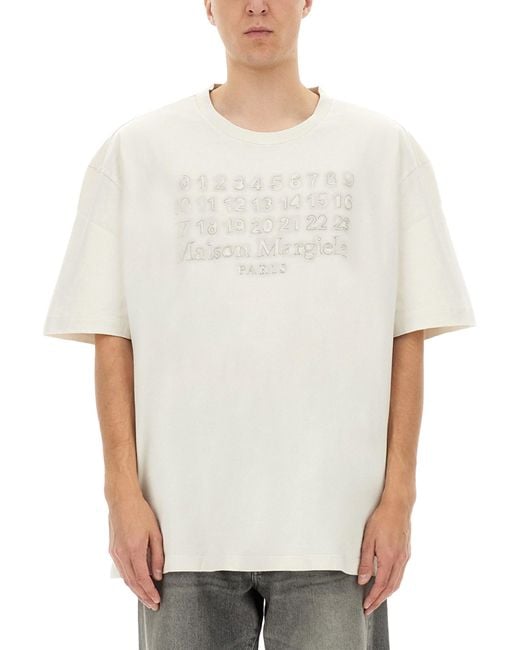 Maison Margiela White Oversized T-Shirt With Embossed Logo Design for men