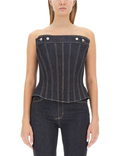 McQueen Black Slim Fit Bustier Top