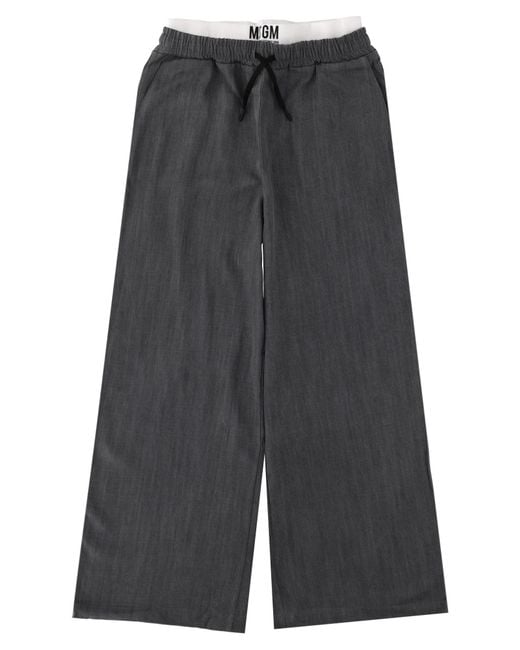 MSGM Gray Pantalone A Gamba Larga