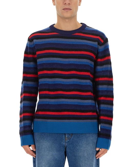 Paul Smith Blue Jersey With Stripe Pattern for men