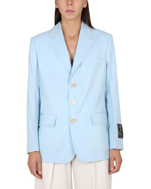 Marni Blue Cool Wool Long Blazer
