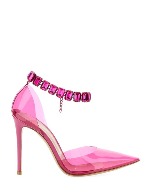 Gianvito Rossi Pink Crystalled High Heel Sandal With 10 Cm Heel