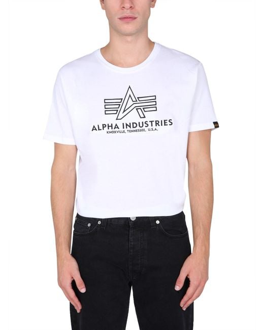 Alpha Industries White Cotton Jersey T-shirt With Embroidered Logo for men